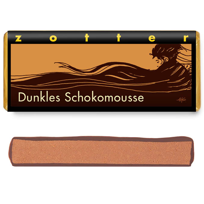 Handgeschöpfte Schokolade Zotter dunkles Schokomousse Handgeschöpfte Schokolade Zotter dunkles Schokomousse